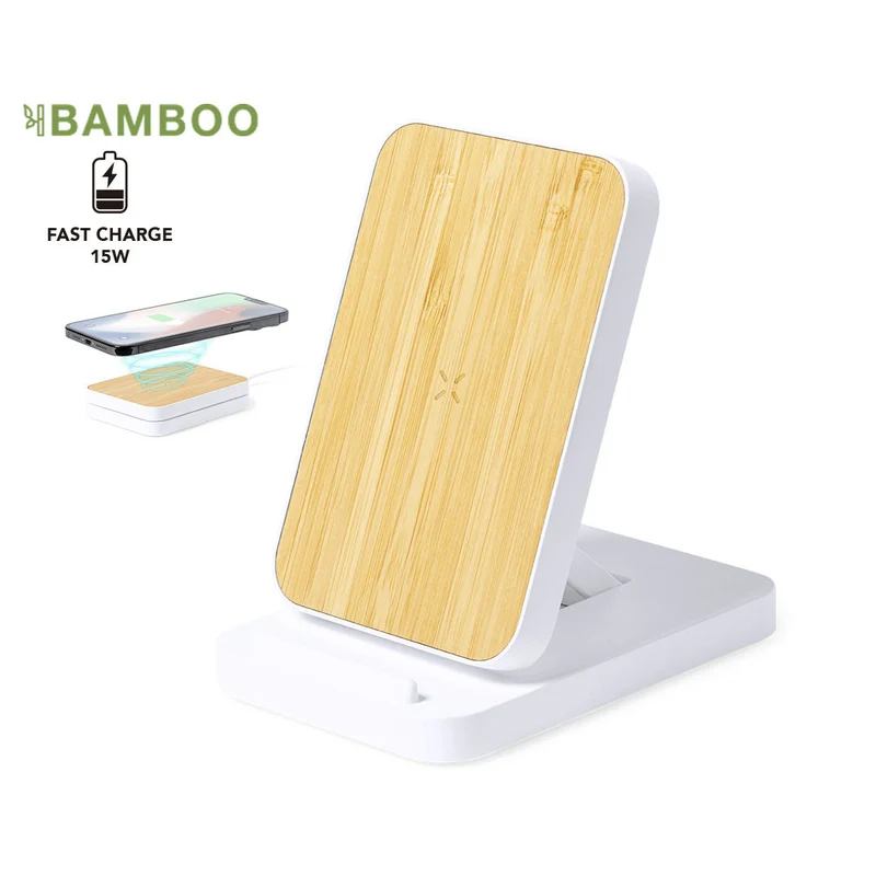 Chargeur sans fil 15w en bambou et abs MELLER
