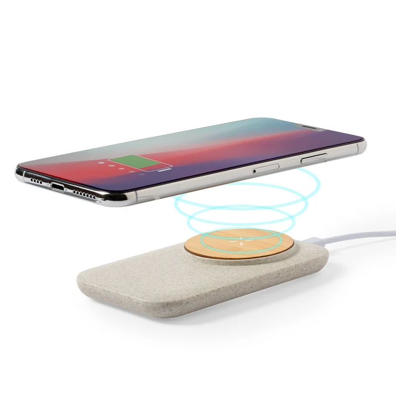 Chargeur à induction sans fil 10w, paille de blé, abs et bambou CLAUDIX
