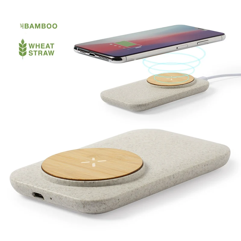 Chargeur à induction sans fil 10w, paille de blé, abs et bambou CLAUDIX