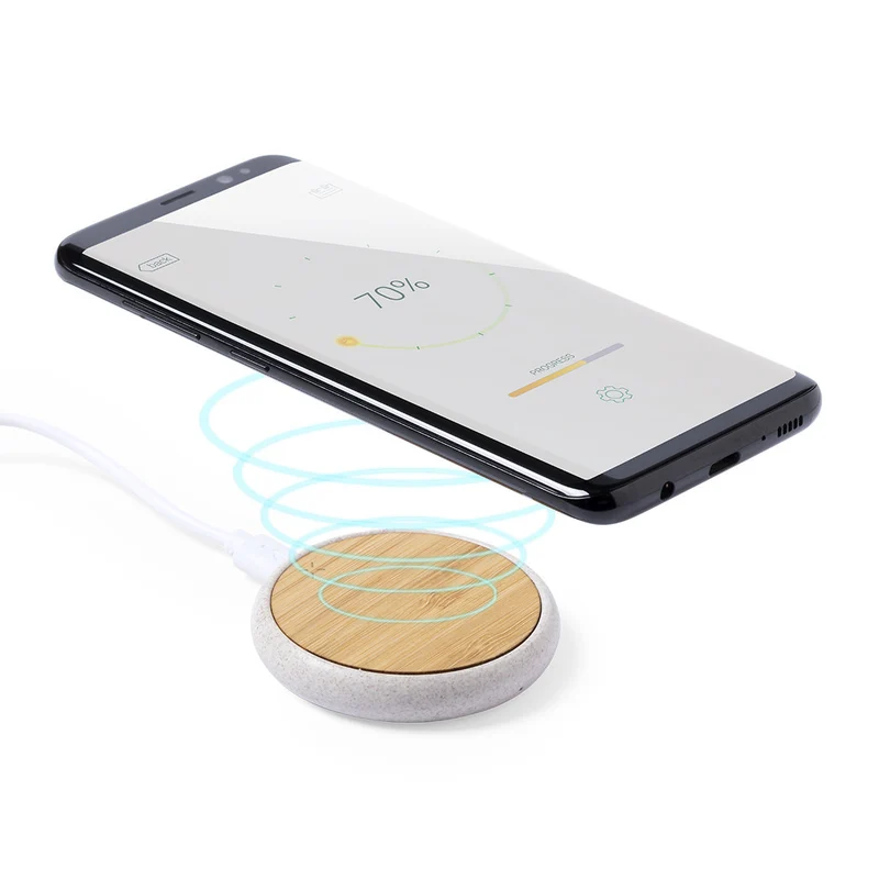 Chargeur sans fil 10w en paille de blé, abs et bambou FIORE