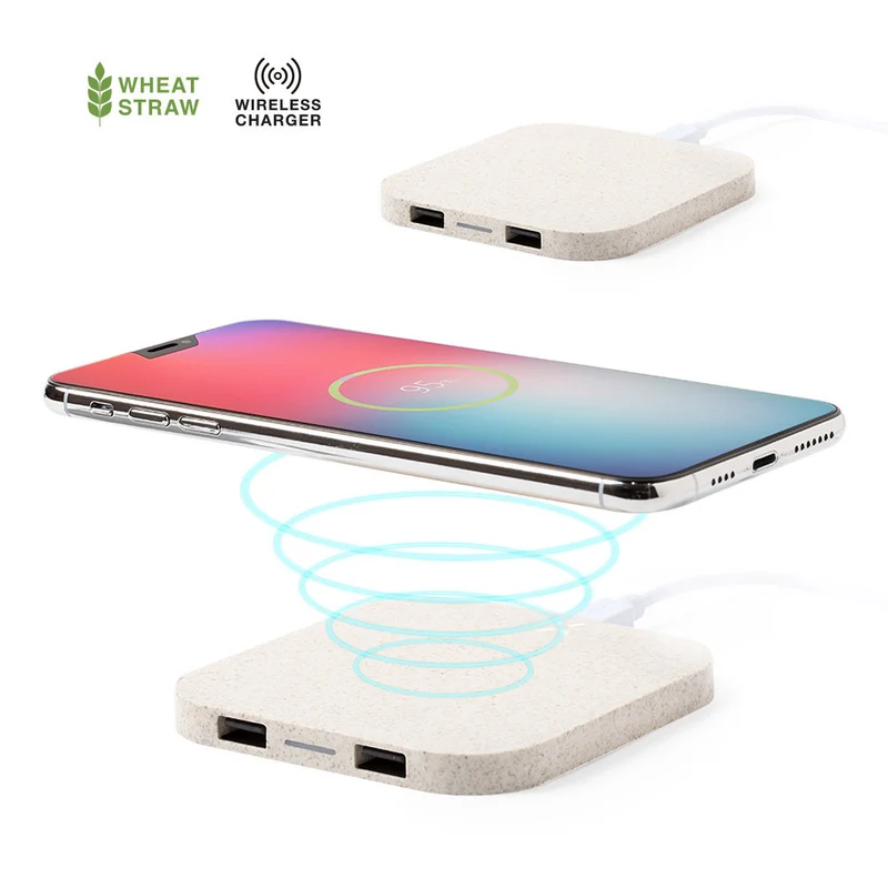 Chargeur sans fil 10w fabriqué en paille de blé et abs RIENS