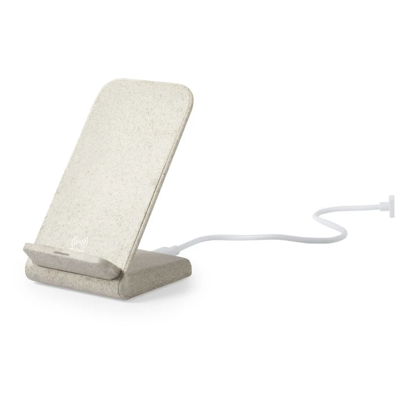 Chargeur et support pour téléphone sans fil 10w en paille de blé et abs BIRNIAX