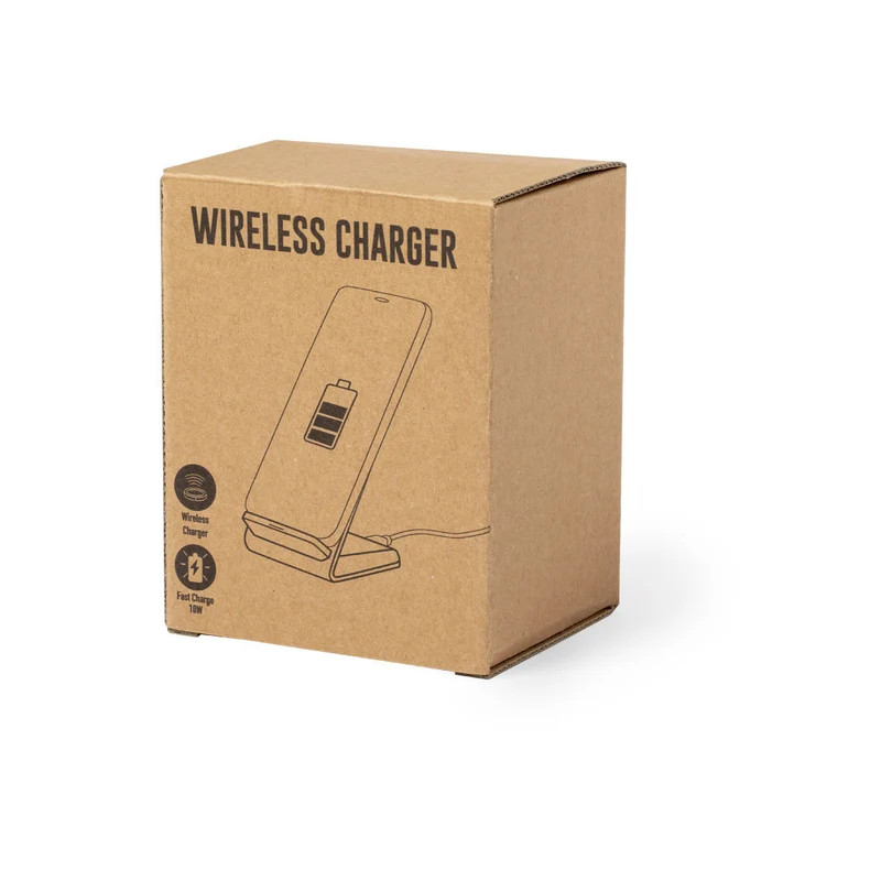 Chargeur et support pour téléphone sans fil 10w en paille de blé et abs BIRNIAX