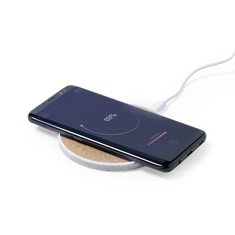 Chargeur sans fil de 10w en paille de blé, abs et liège LIVOR