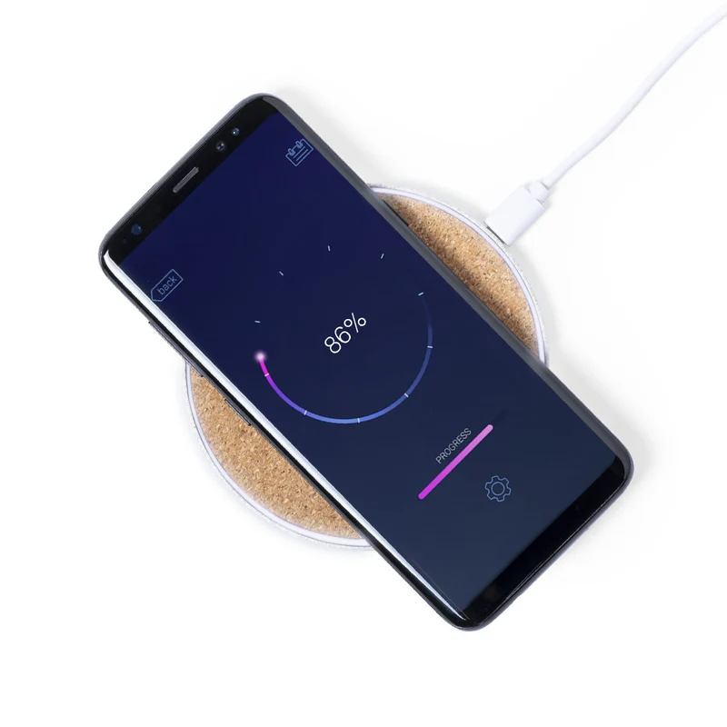 Chargeur sans fil de 10w en paille de blé, abs et liège LIVOR