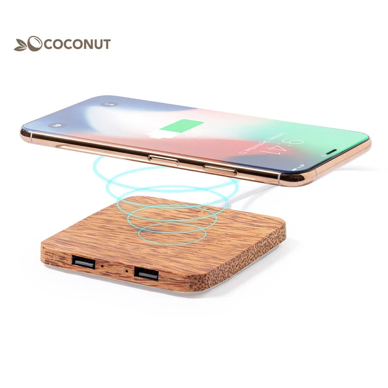 Chargeur sans fil 10w fabriqué en noix de coco RASTON