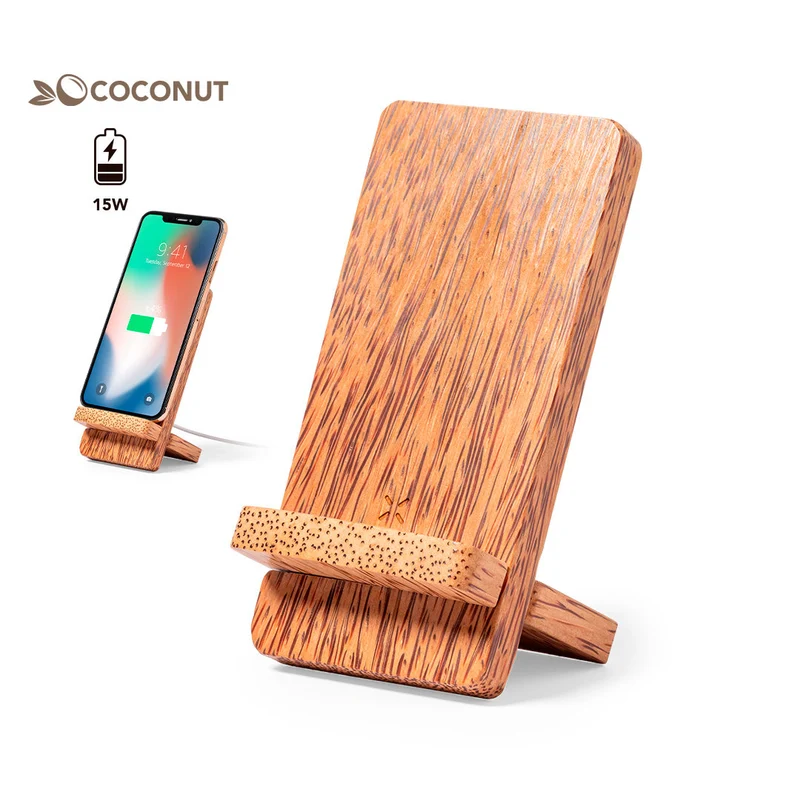 Chargeur sans fil 15w fabriqué en noix de coco GRODIN