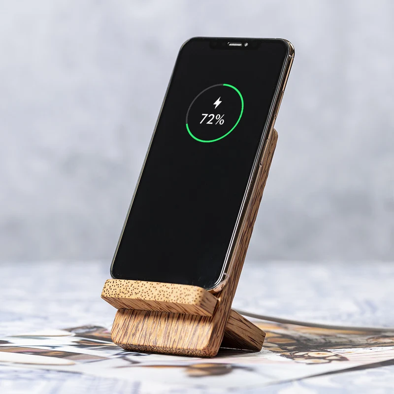 Chargeur sans fil 15w fabriqué en noix de coco GRODIN