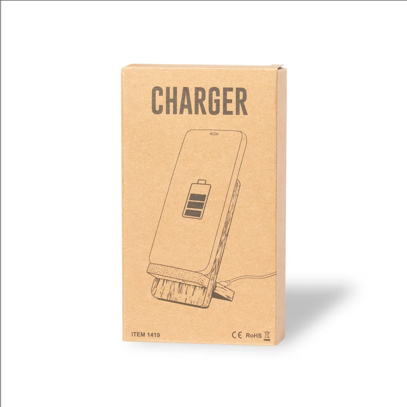 Chargeur sans fil 15w fabriqué en noix de coco GRODIN