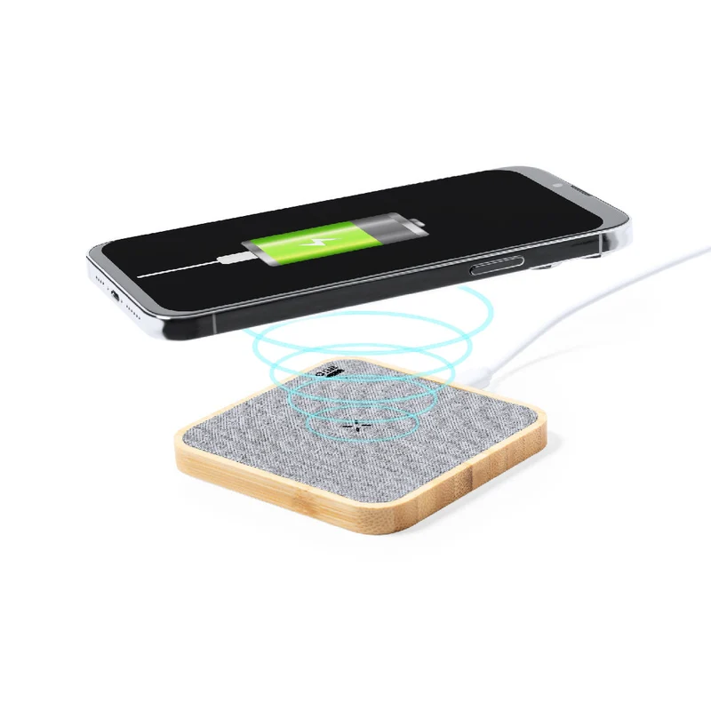 Chargeur sans fil 15w en bambou et polyester rpet NEUBAK