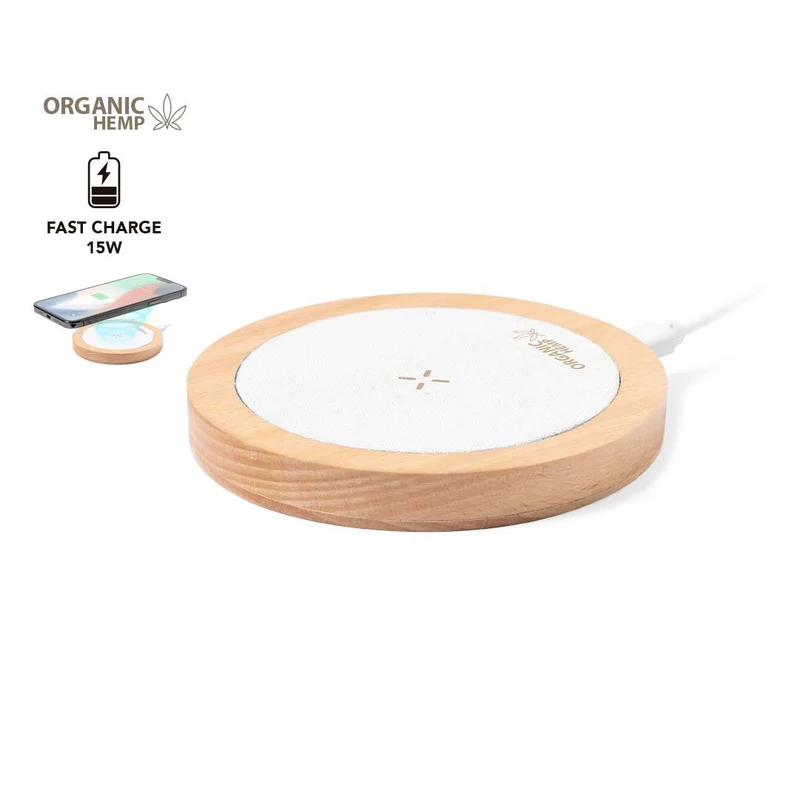 Chargeur sans fil en chanvre et bois KUZGAL