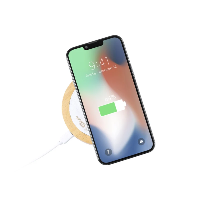 Chargeur sans fil en chanvre et bois KUZGAL