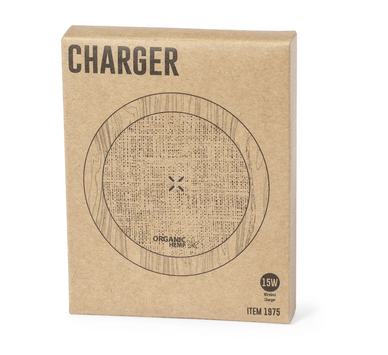 Chargeur sans fil en chanvre et bois KUZGAL