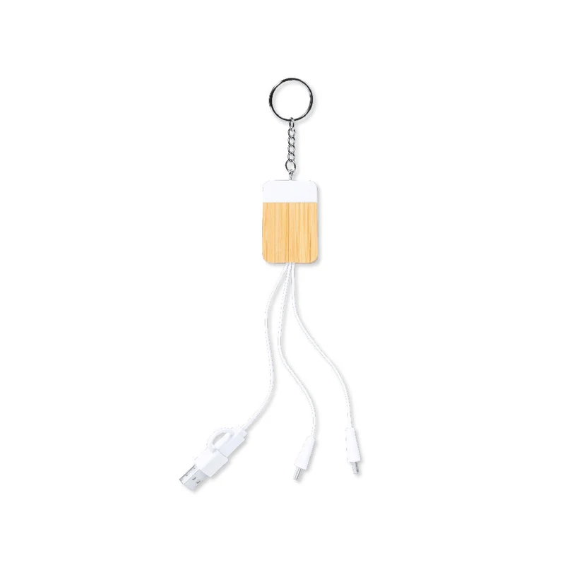Câble de chargement porte clé en bambou et extrait de marbre BRESTIN