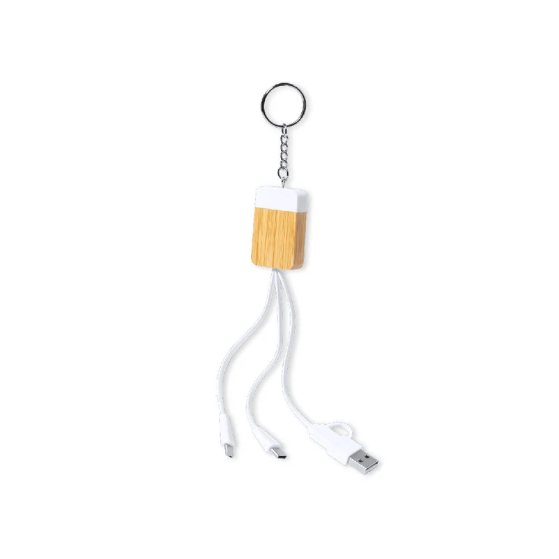 Câble de chargement porte clé en bambou et extrait de marbre BRESTIN