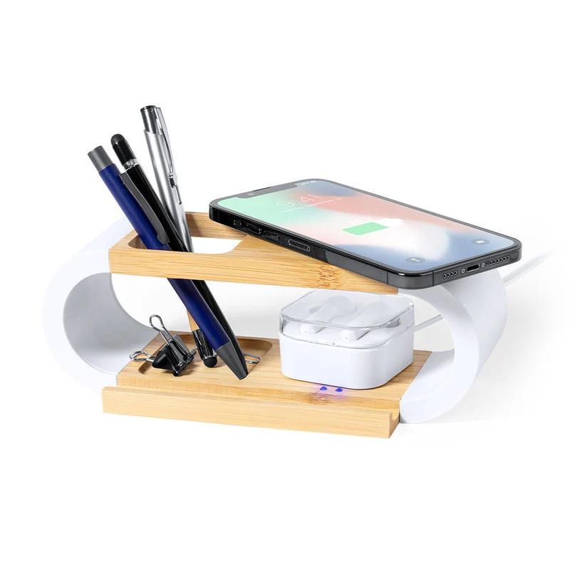 Chargeur Organisateur sans fil en bambou LONCLOW