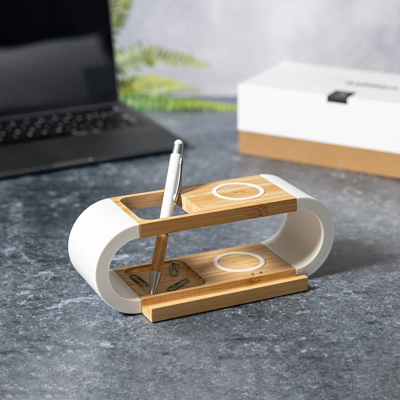 Chargeur Organisateur sans fil en bambou LONCLOW