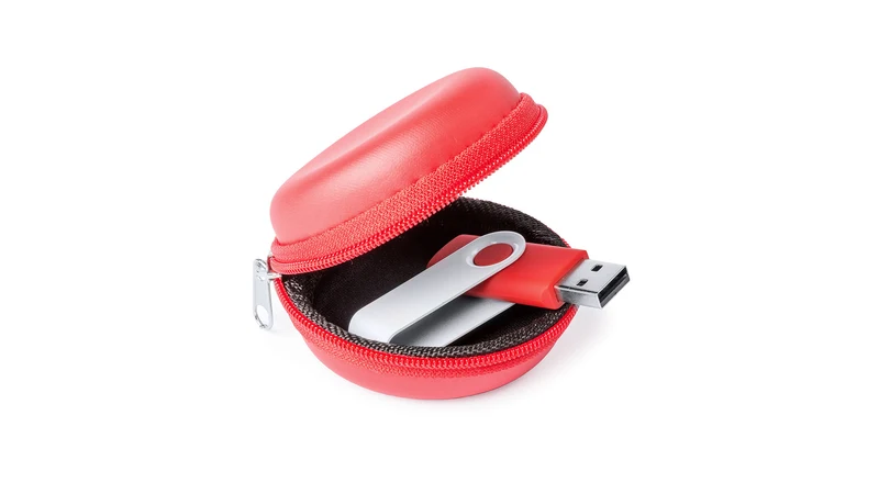 Etui pour clé USB avec fermeture zippée assortie et finition en similicuir souple SHILAY