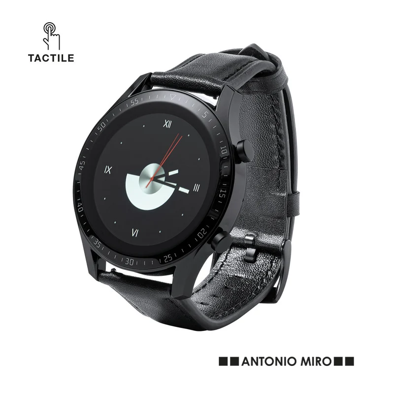 Montre connectée multifonction, bracelet cuir DAFORD