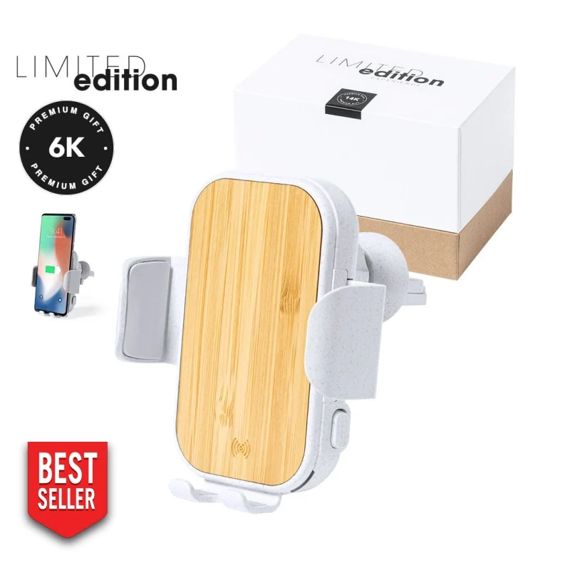 Support de chargeur de voiture sans fil en bambou YABEN