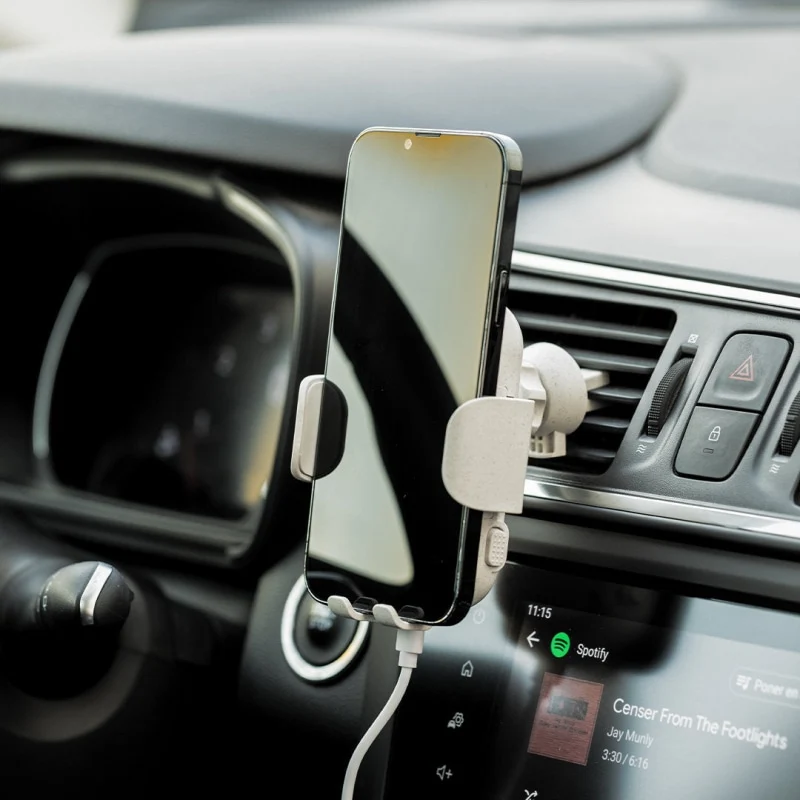 Support de chargeur de voiture sans fil en bambou YABEN