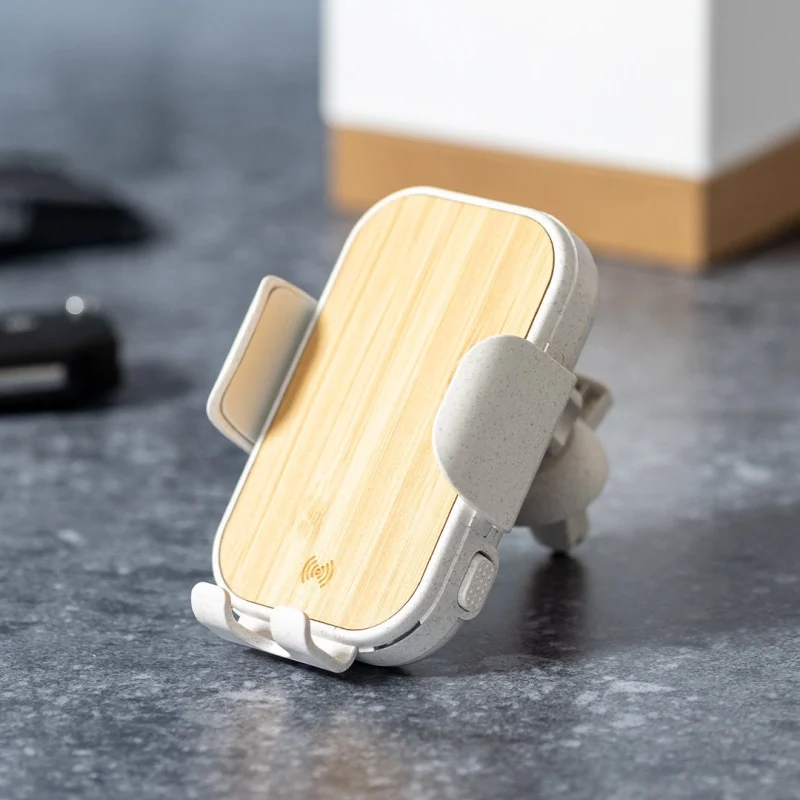 Support de chargeur de voiture sans fil en bambou YABEN
