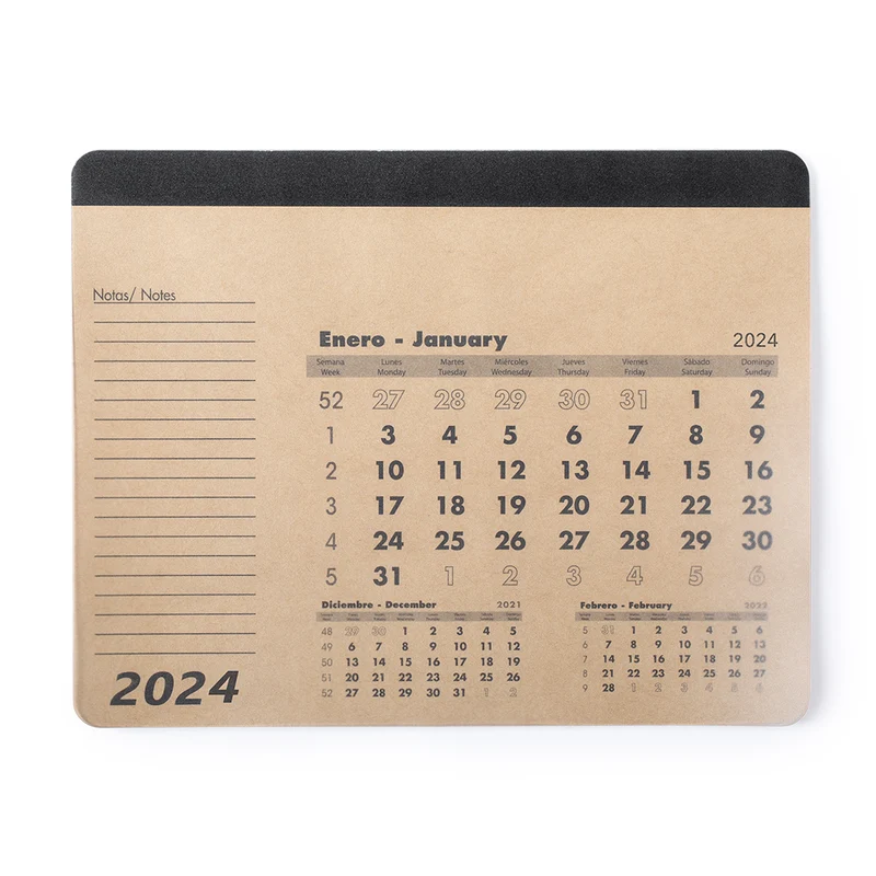 Tapis de souris calendrier 12 mois antidérapant en papier recyclé, pvc et eva FLEN
