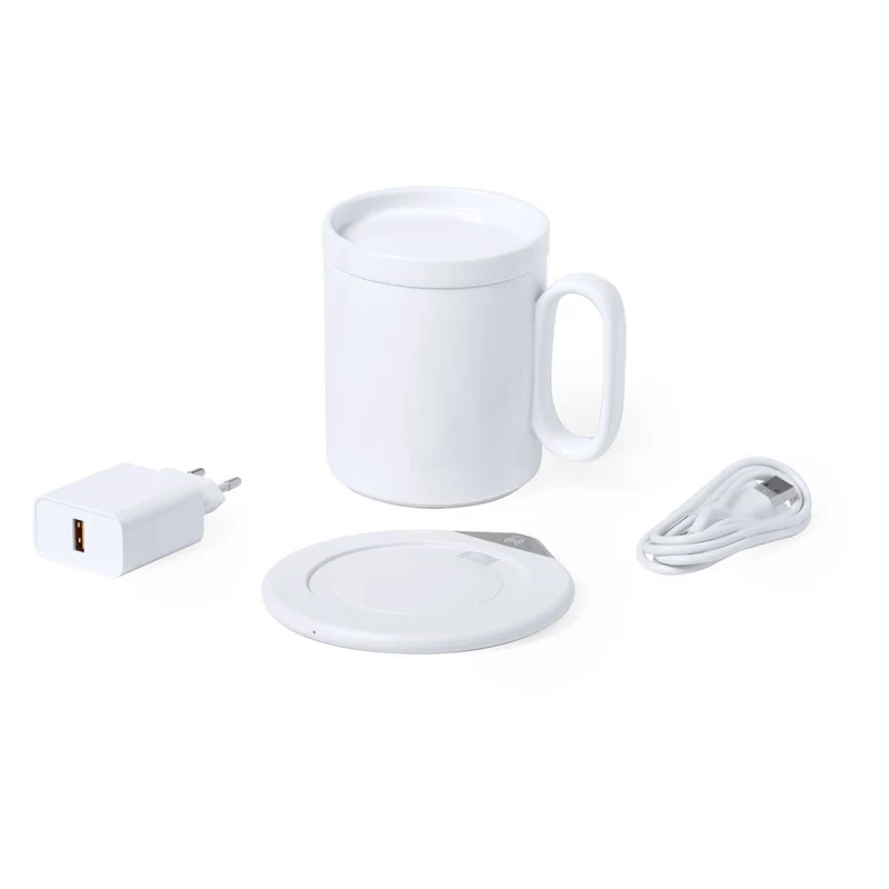 Chauffe tasses avec chargeur sans fil intégré, avec une tasse 350ml en céramique KALAN