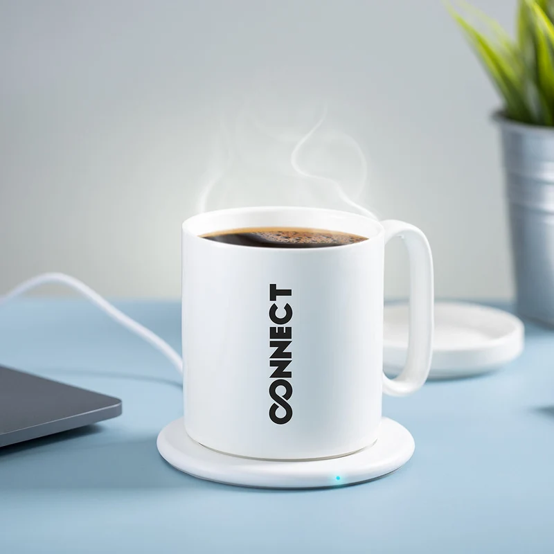 Chauffe tasses avec chargeur sans fil intégré, avec une tasse 350ml en céramique KALAN