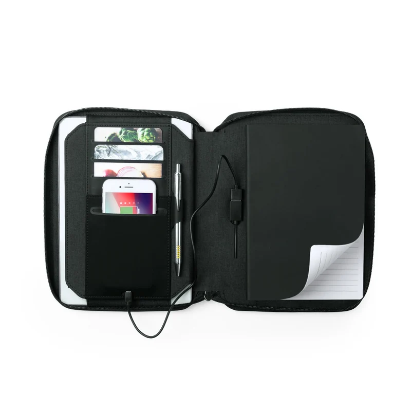 Organiseur power bank 4000 mAh, bloc 64 feuilles, similicuir et polyester 300d SUREY