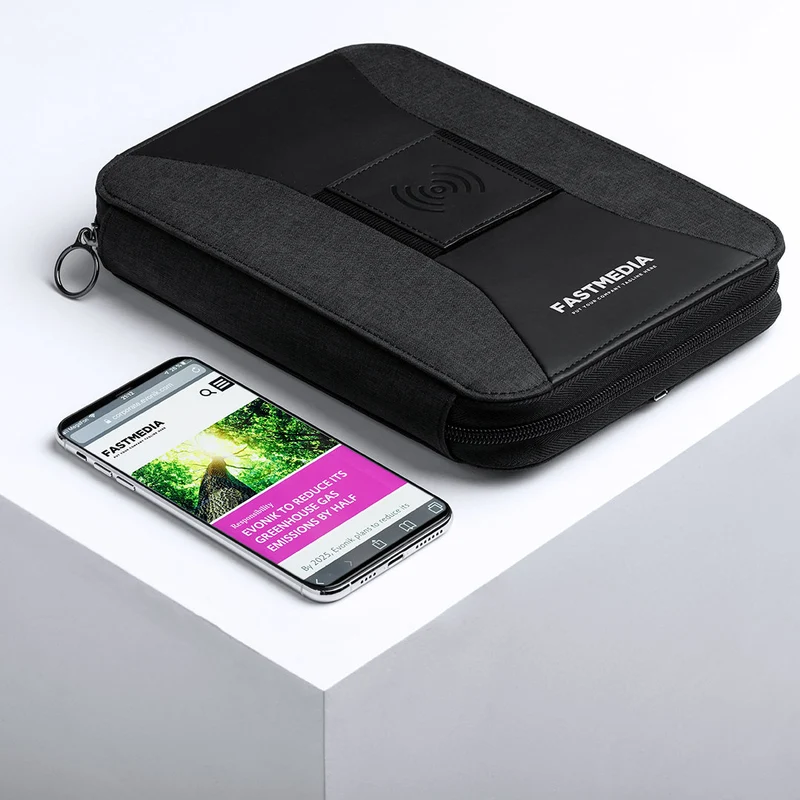 Organiseur power bank 4000 mAh, bloc 64 feuilles, similicuir et polyester 300d SUREY