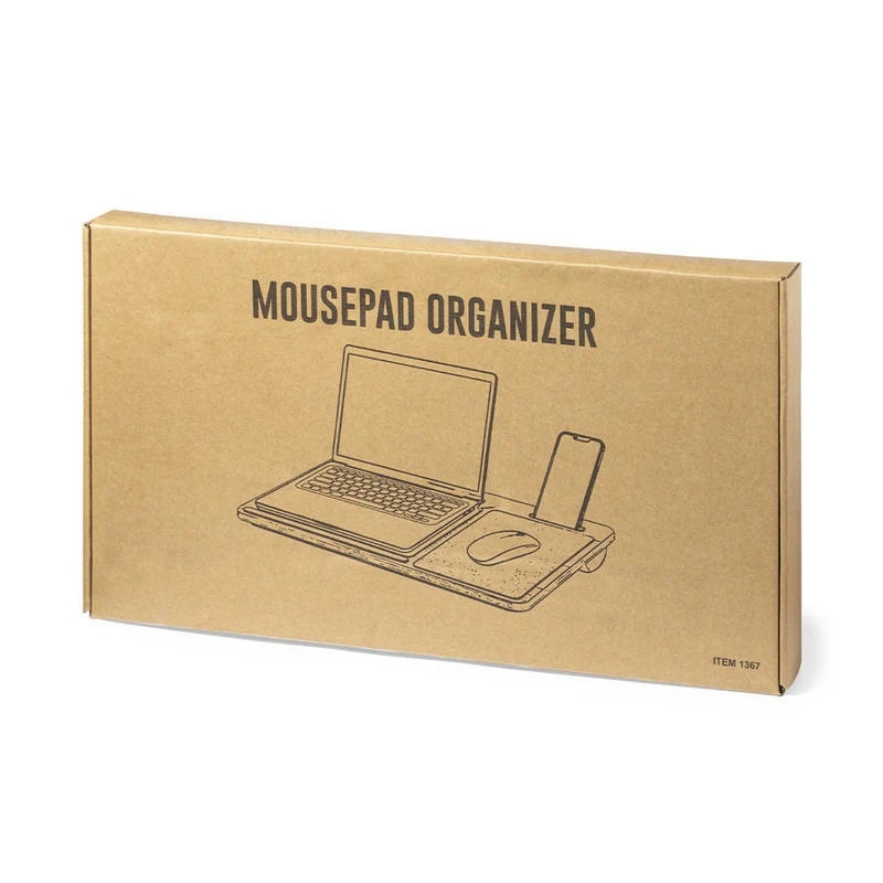 Tapis de souris organisateur multifonctionnel en bambou, liège et polyester LUAN