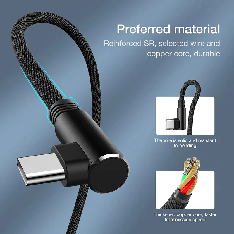 Cable 90 degré 0.3M Type C - 2.4A