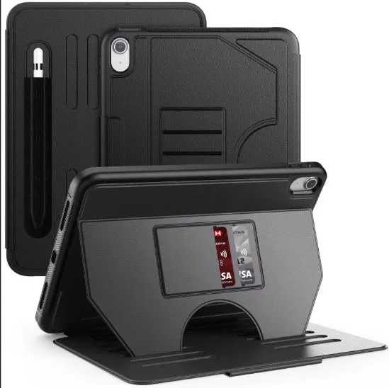 Etui Protection Intégrale en cuir noir avec couvercle intelligent