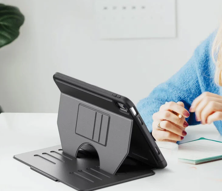 Etui Protection Intégrale en cuir noir avec couvercle intelligent