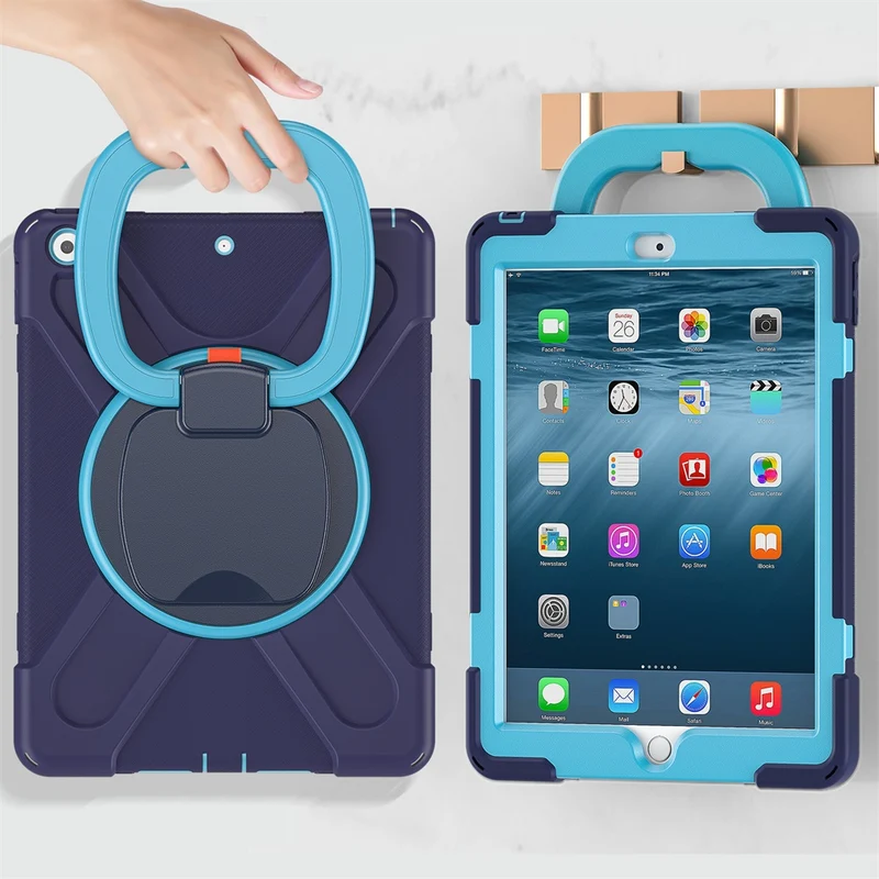 Etui robuste iPad avec poignée anneau rotative