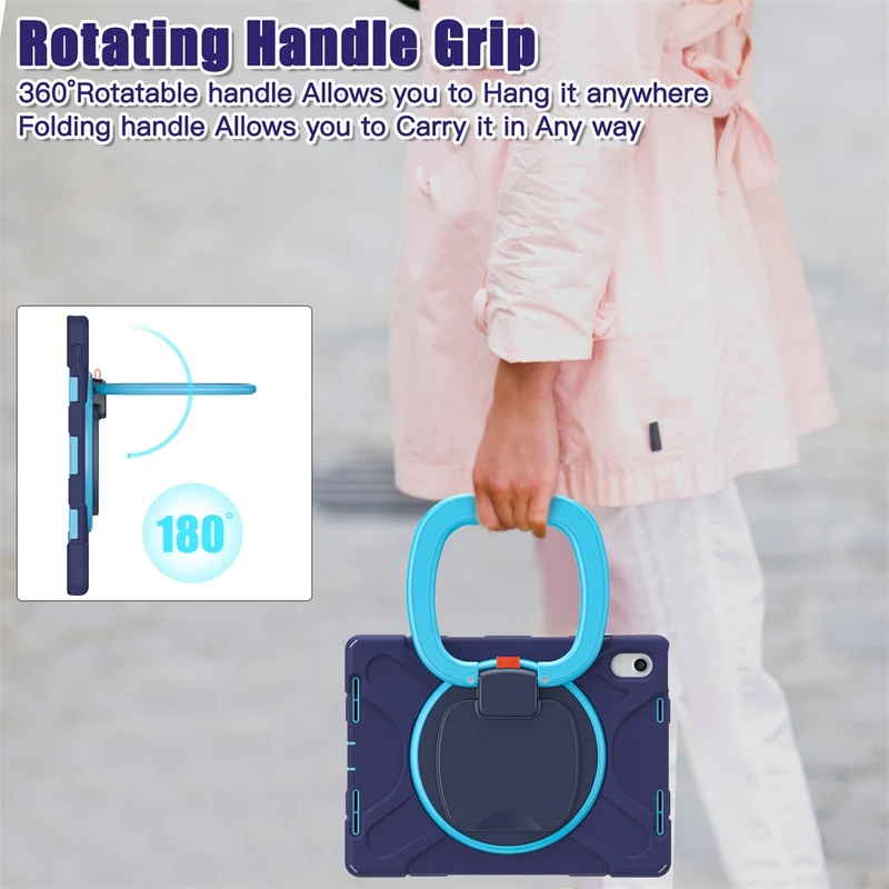 Etui robuste iPad avec poignée anneau rotative
