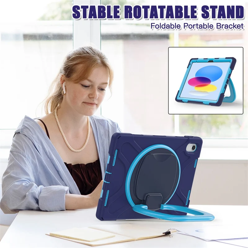Etui robuste iPad avec poignée anneau rotative