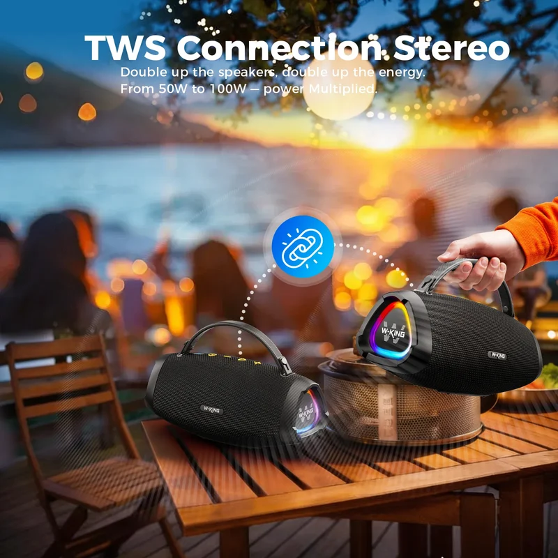 W-KING X10S 50W RMS Outdoor Bluetooth Party Speaker with Deep Bass