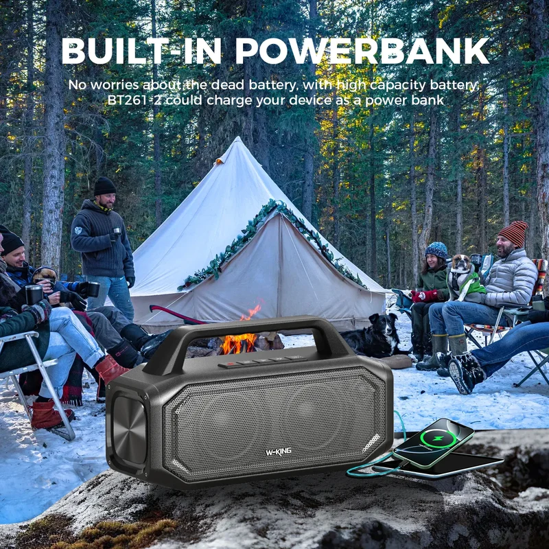 W-KING BT261-2 60W RMS Outdoor Bluetooth Party Speaker with Deep Bass (80W Peak)