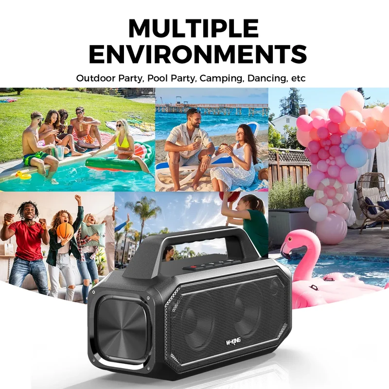 W-KING BT261-2 60W RMS Outdoor Bluetooth Party Speaker with Deep Bass (80W Peak)