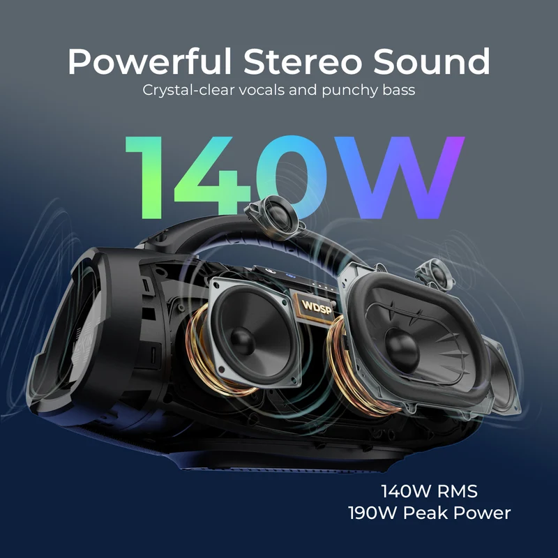 W-KING X20S 140W RMS Portable Bluetooth Party Speaker with Deep Bass (180W Peak)