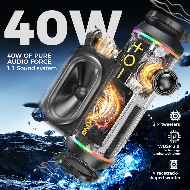 W-KING D220 40W RMS Portable Bluetooth Speaker with Stereo Sound