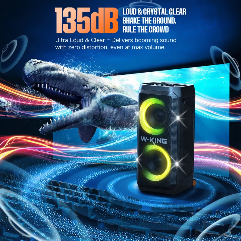 W-KING T12 270W RMS Powerful Bluetooth Party Speaker with Subwoofer Bass (370W Peak)