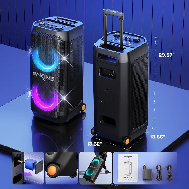 W-KING T12 270W RMS Powerful Bluetooth Party Speaker with Subwoofer Bass (370W Peak)