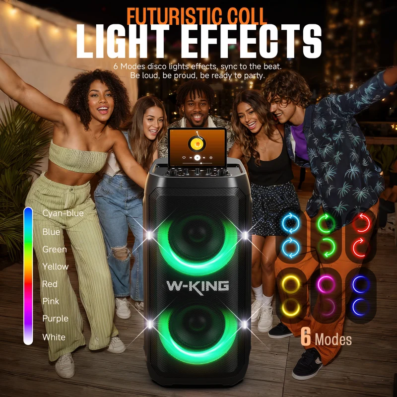 W-KING T12 270W RMS Powerful Bluetooth Party Speaker with Subwoofer Bass (370W Peak)