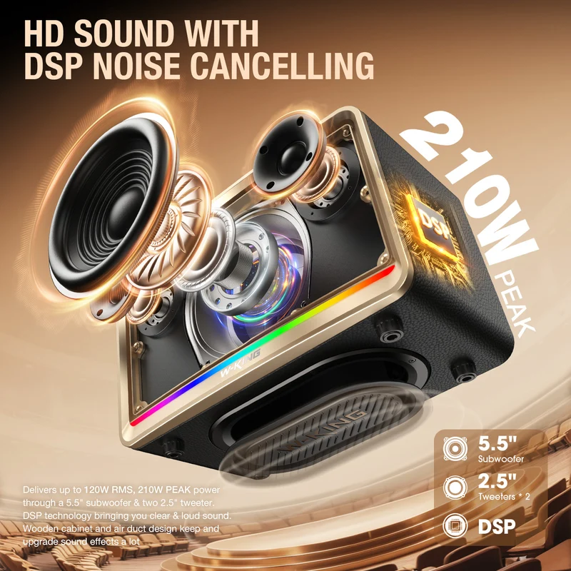 W-KING H330 120W RMS Rugged Outdoor Bluetooth Speaker with Stereo Sound (210W Peak)
