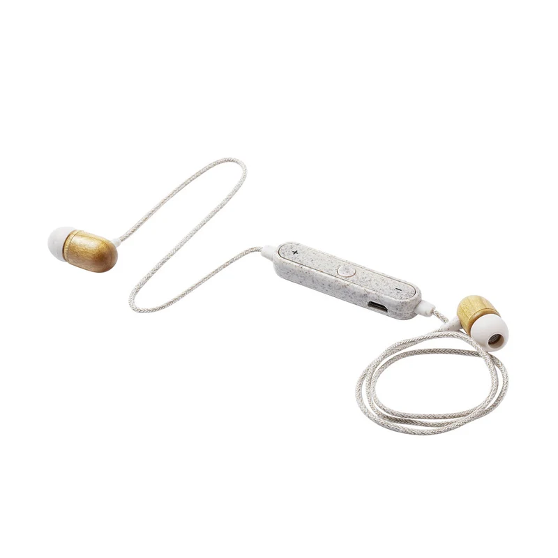 Écouteurs bluetooth 5.0 en paille de blé, abs, bambou et chanvre LATTIMER
