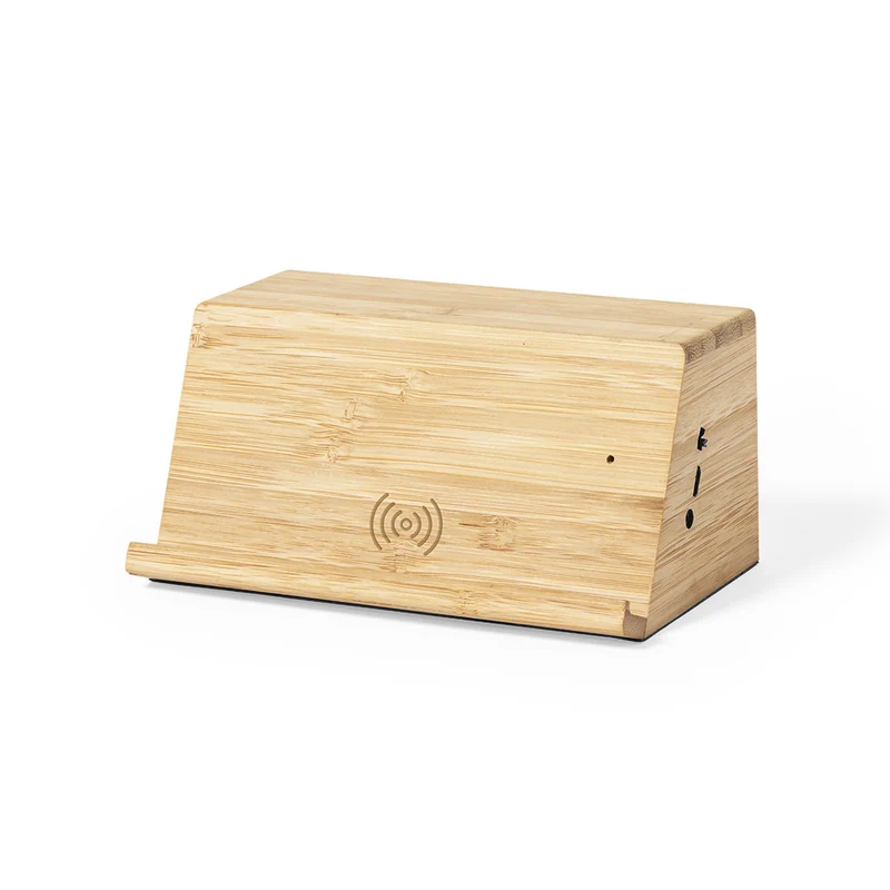 Enceinte avec chargeur puissance sonore 3w x2, batterie 1200 mAh en bambou ZAPHIR