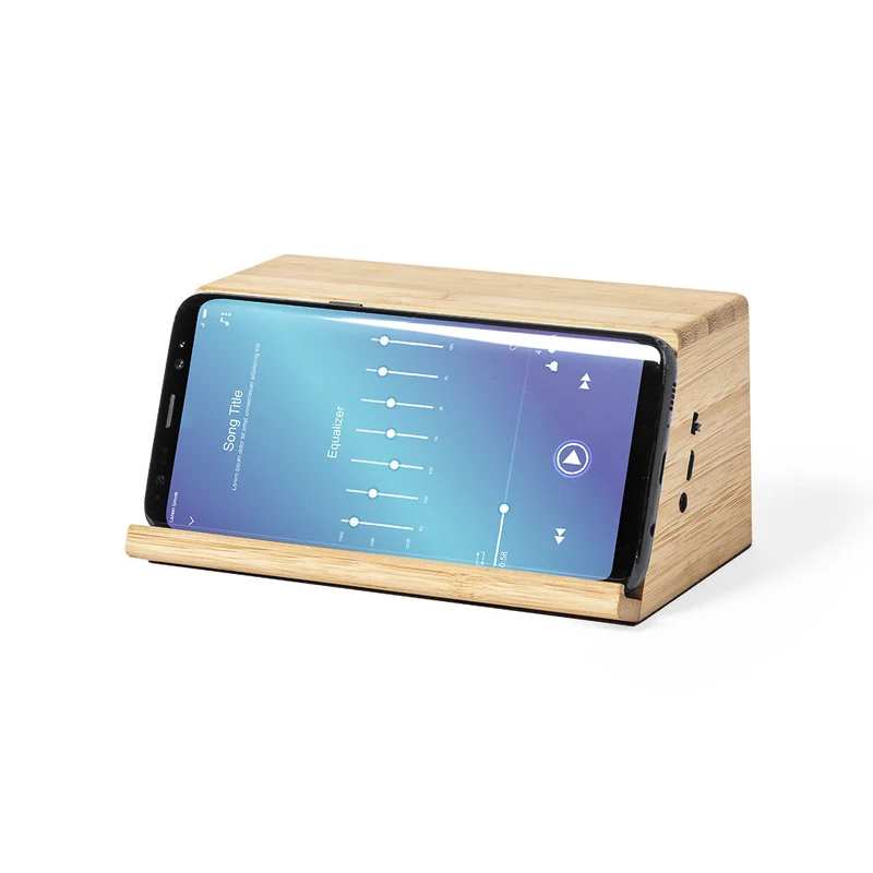 Enceinte avec chargeur puissance sonore 3w x2, batterie 1200 mAh en bambou ZAPHIR